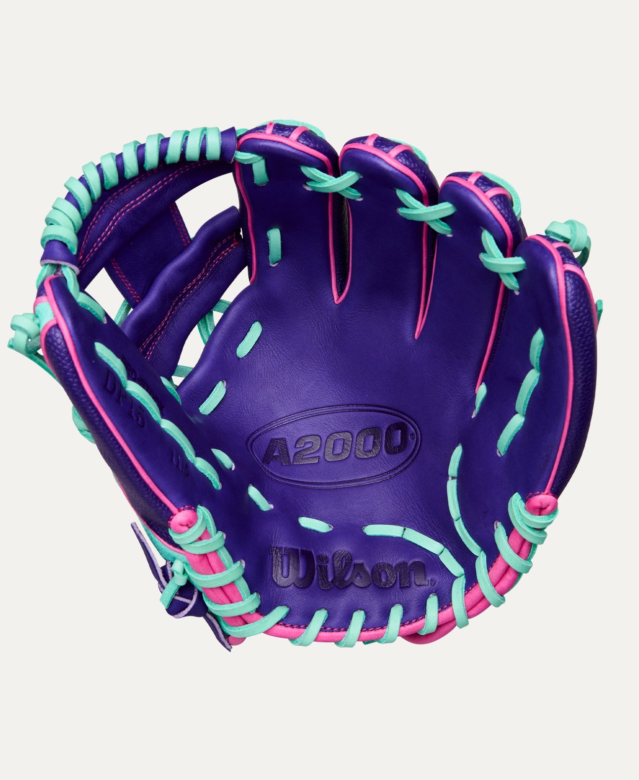 Wilson A2000 DP15SS 11.5” Baseball Glove PurpleSS/Pink/Seafoam